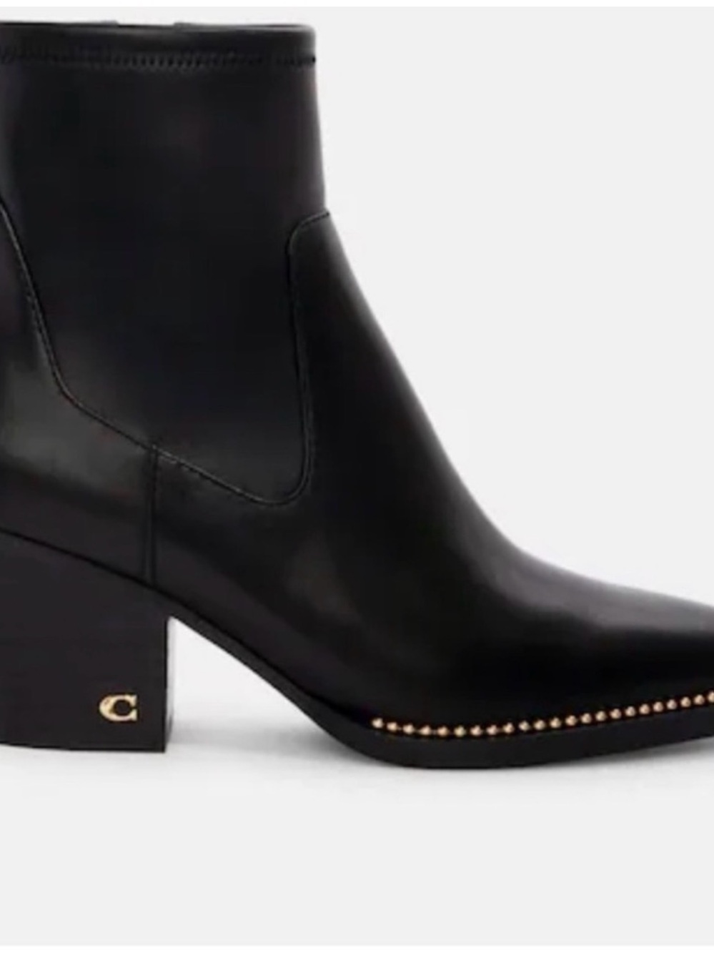 COACH Pierce Black Leather Studded Booties - 7B NEW
